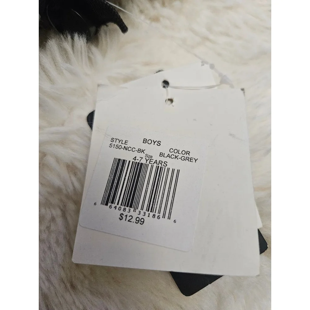 Boys NICE CAPS Mittens 4-7 Years Black Grey Thinsulate